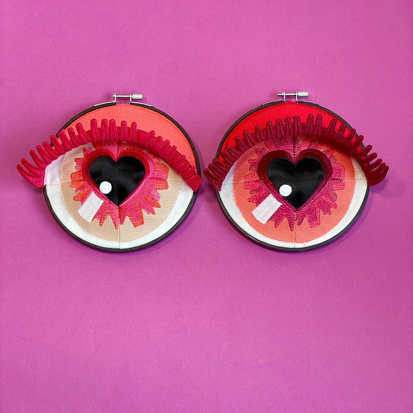 EYE HEART YOU | Pink Wall Hanging Fiber Art Eye
