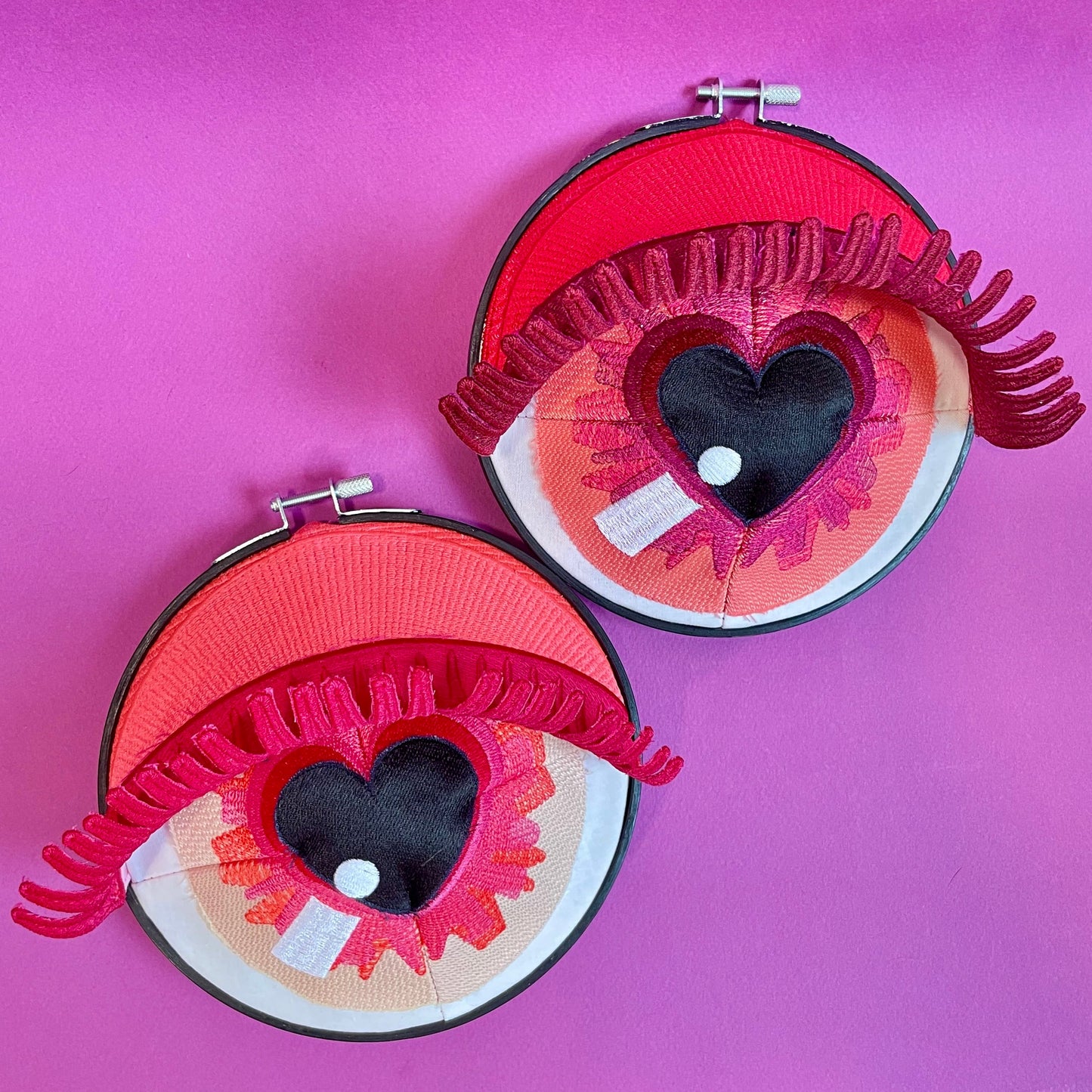 EYE HEART YOU | Pink Wall Hanging Fiber Art Eye