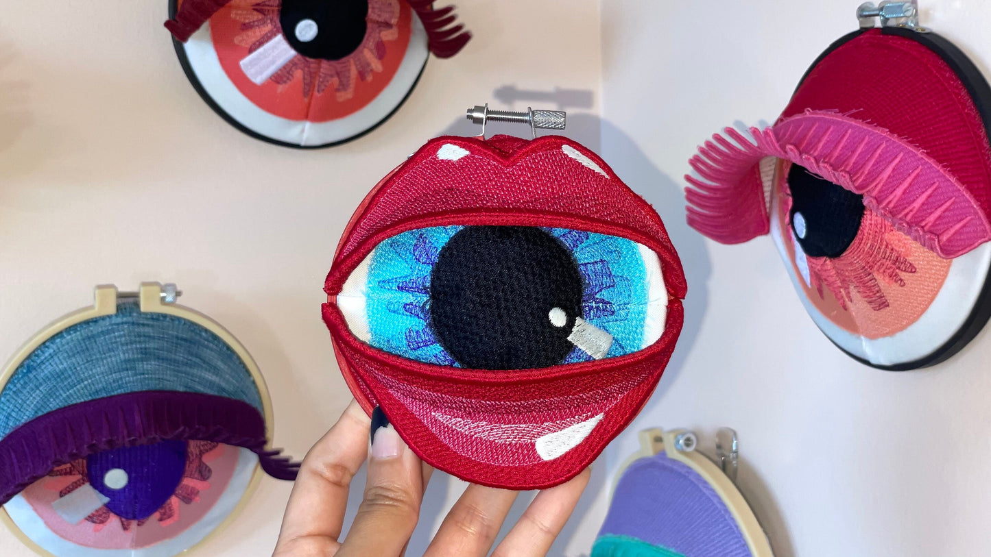 EIKO | Wall Hanging Fiber Art Lips with Eyes