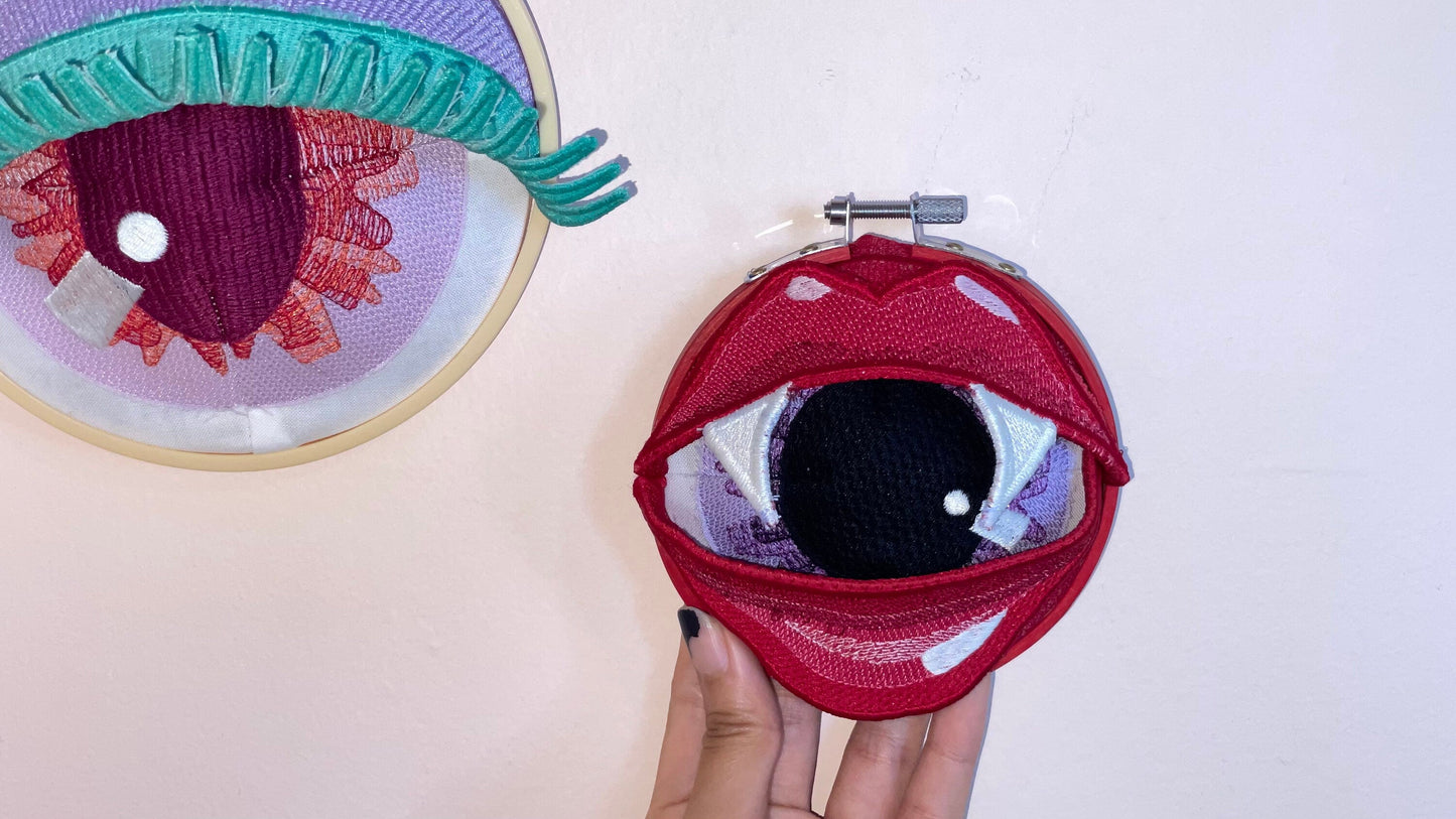 BRAM | Wall Hanging Fiber Art Lips With Eye And Fangs