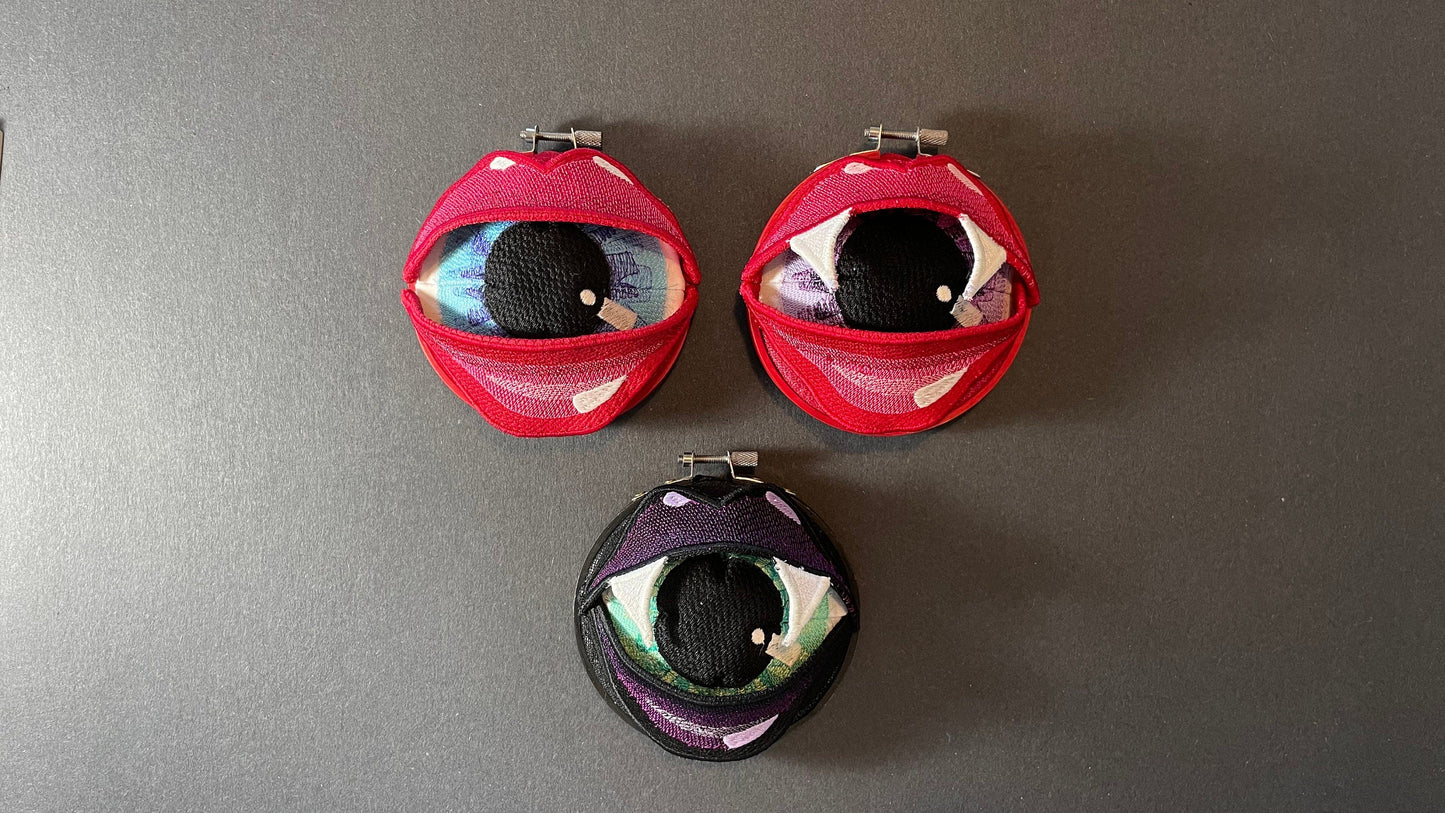 BRAM | Wall Hanging Fiber Art Lips With Eye And Fangs